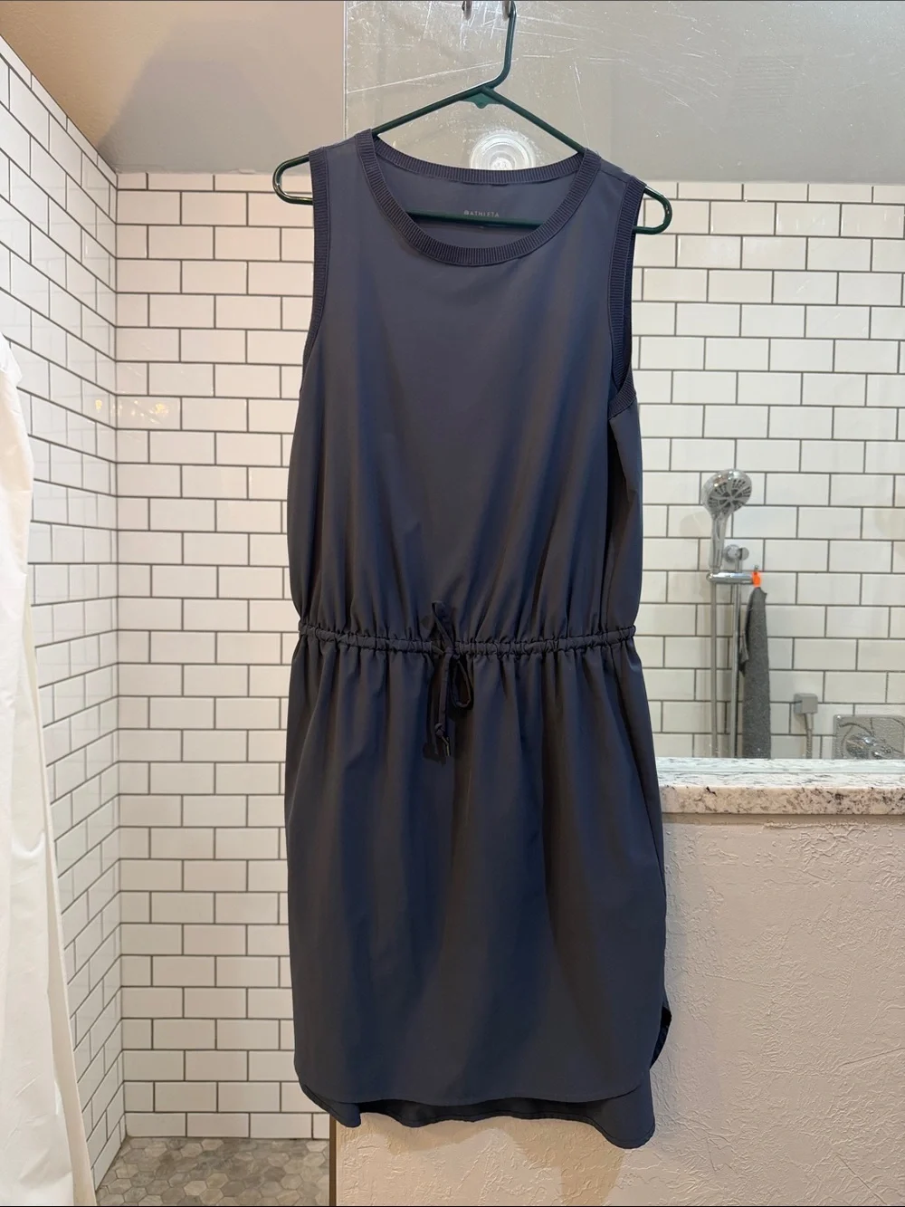 Athleta Navy Drawstring Waist Midi Tank Dress